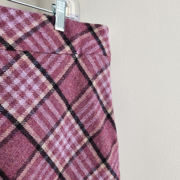 Talbots skirt size 12 purple plaid wool blend side zip knee length - Picture 6 of 6